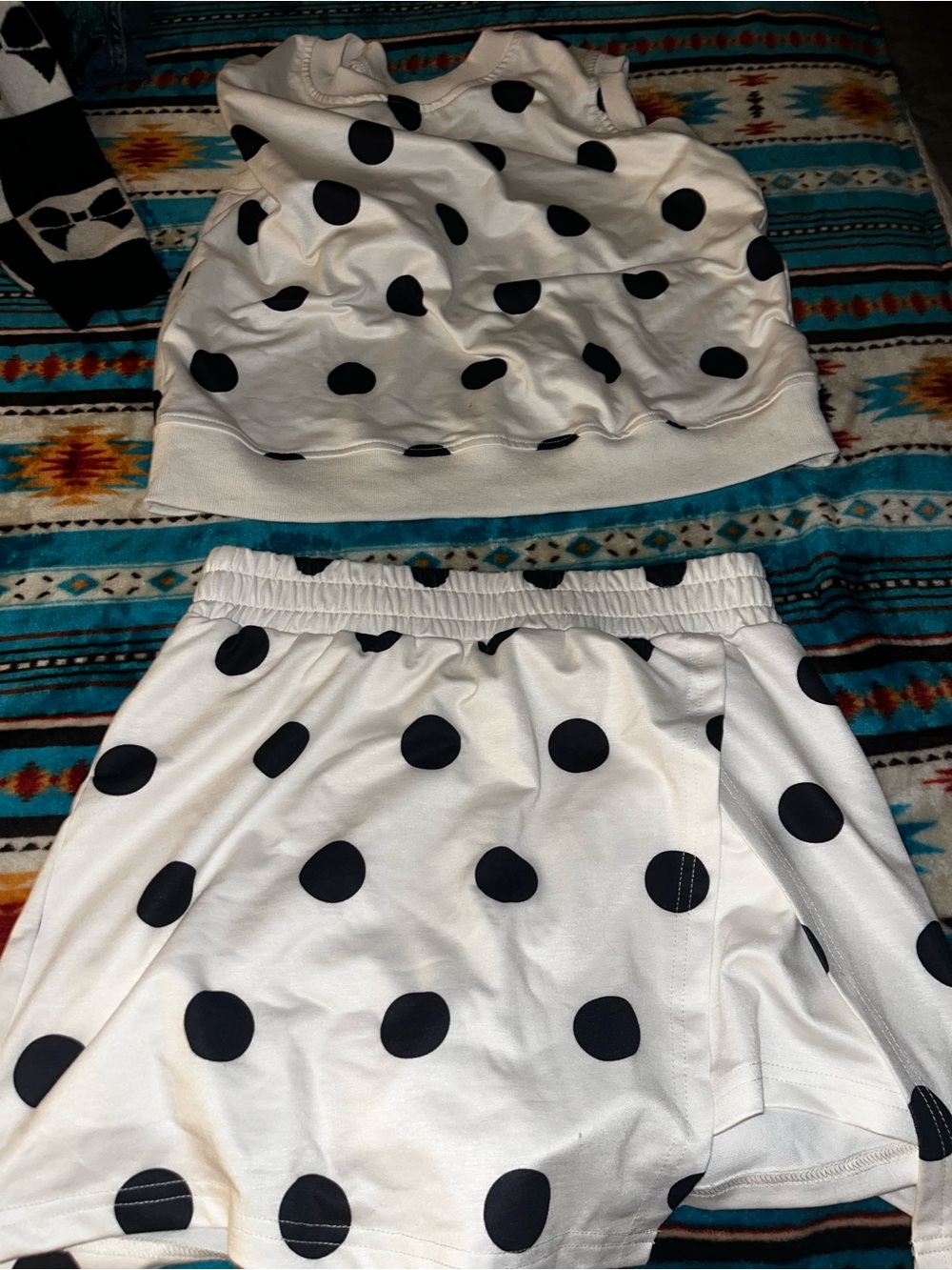 Girls' White and Black Polka Dot Skort Set